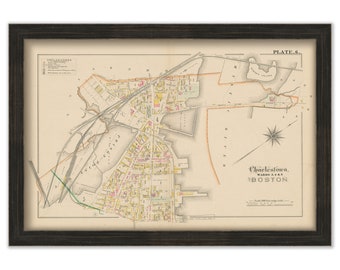 CHARLESTOWN, Massachusetts 1882 Map - Replica or Genuine ORIGINAL - Sullivan Square