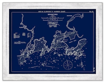 Branford, Connecticut - Blue Print - Nautical Chart by George W. Eldridge 0316BP