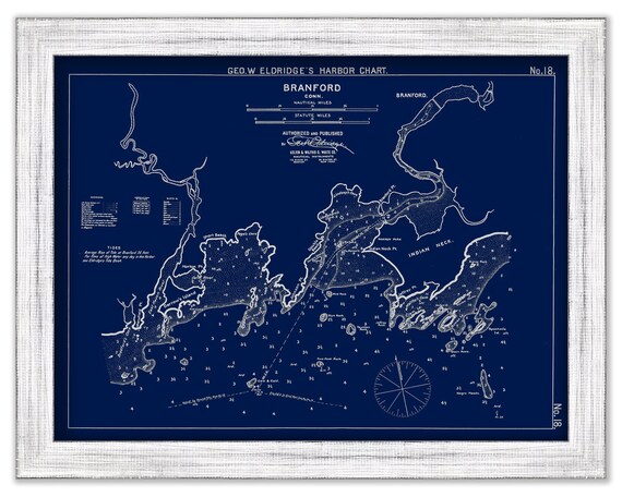 Branford, Connecticut - Blue Print - Nautical Chart by George W