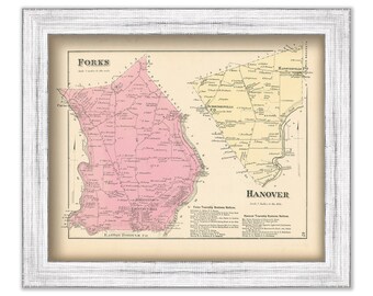 HANOVER and FORKS, Pennsylvania 1872 Map - Replica or Genuine Original