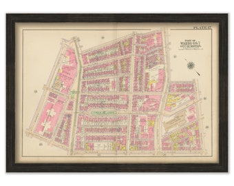 BOSTON, Massachusetts 1917 Map, Plate 17, South End, Union Park  -  Replica or Genuine ORIGINAL