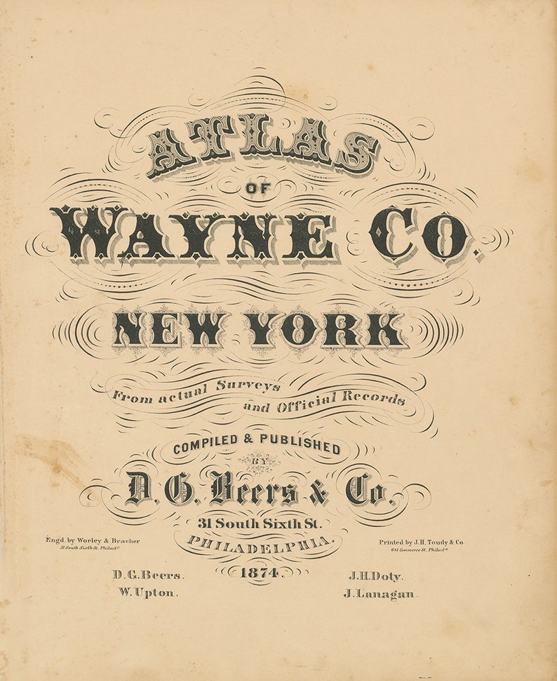 Village of LYONS, New York 1874 Map, Replica and GENUINE ORIGINAL image 9