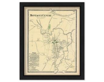 Village of MONTAGUE, Massachusetts 1871 Map - Replica or Genuine ORIGINAL