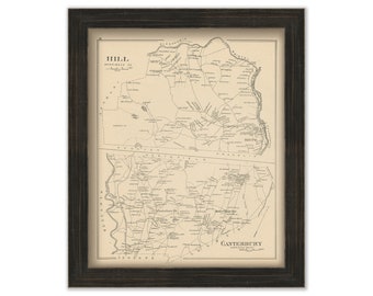HILL and CANTERBURY, New Hampshire 1892 Map, Replica or Genuine ORIGINAL