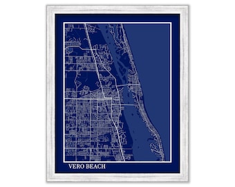 VERO BEACH, Florida  -  Contemporary Map Poster Blueprint