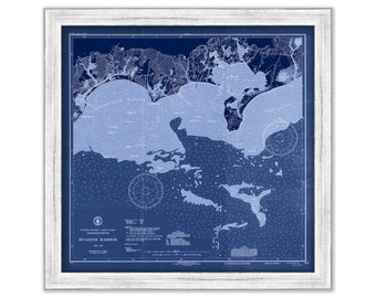 HYANNIS HARBOR, Massachusetts 1942 Nautical Chart Blueprint