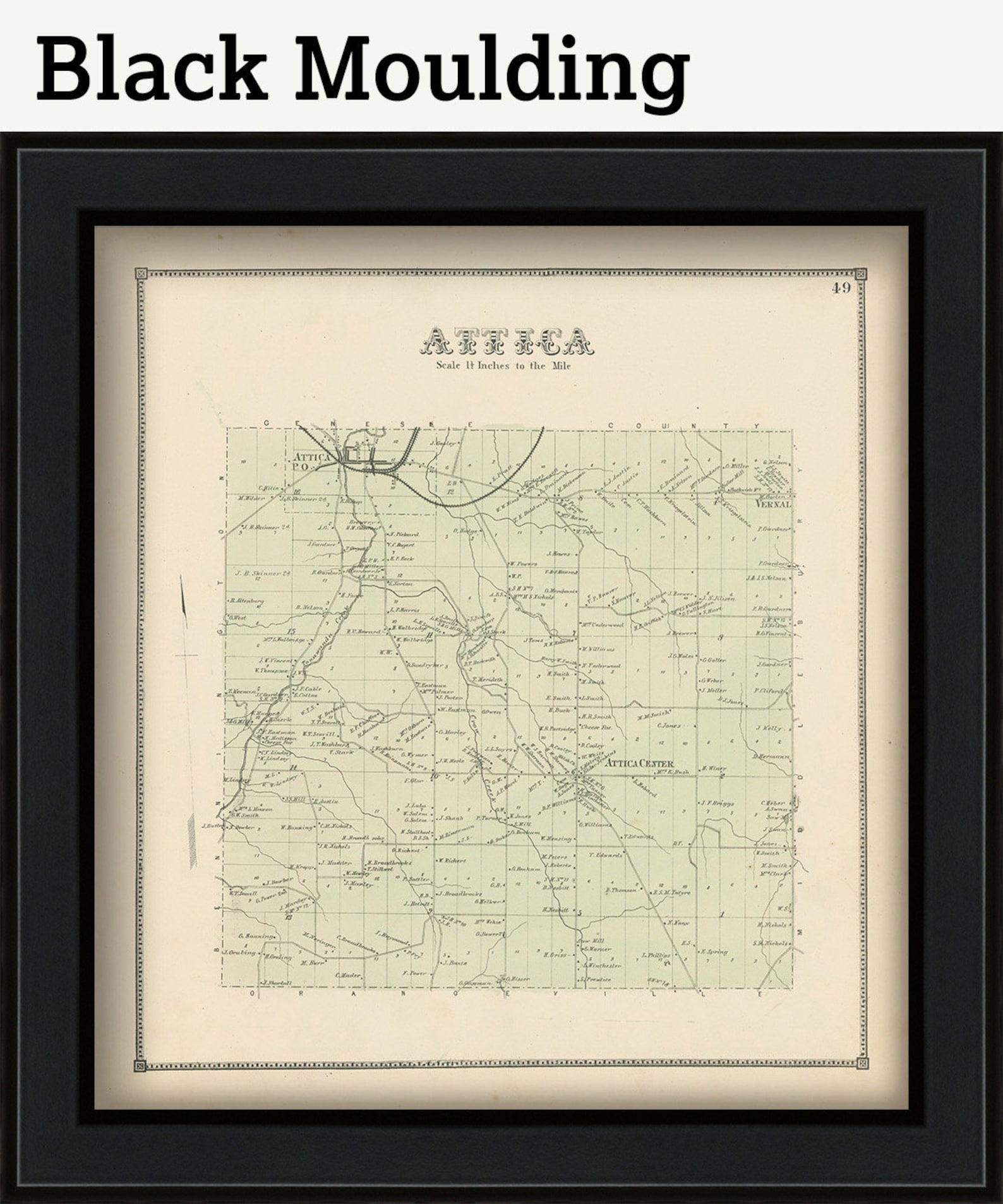 Town of ATTICA Wyoming County New York 1866 Map Etsy