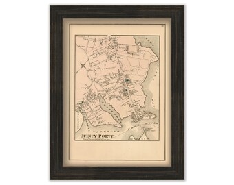 Quincy Point, Massachusetts 1876 Map - Replica or GENUINE ORIGINAL