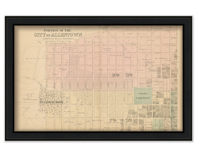 ALLENTOWN, Pennsylvania 1876 Map - Replica or Genuine Original