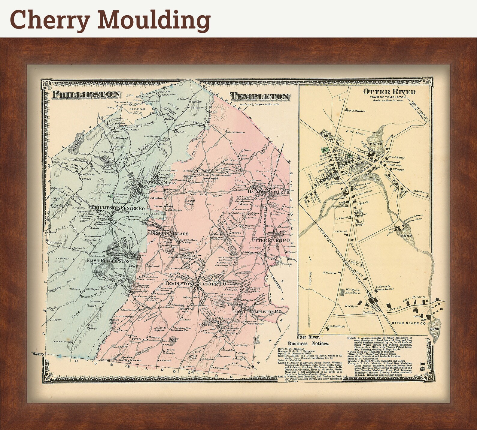 Towns of PHILLIPSTON and TEMPLETON Massachusetts 1870 Map Etsy