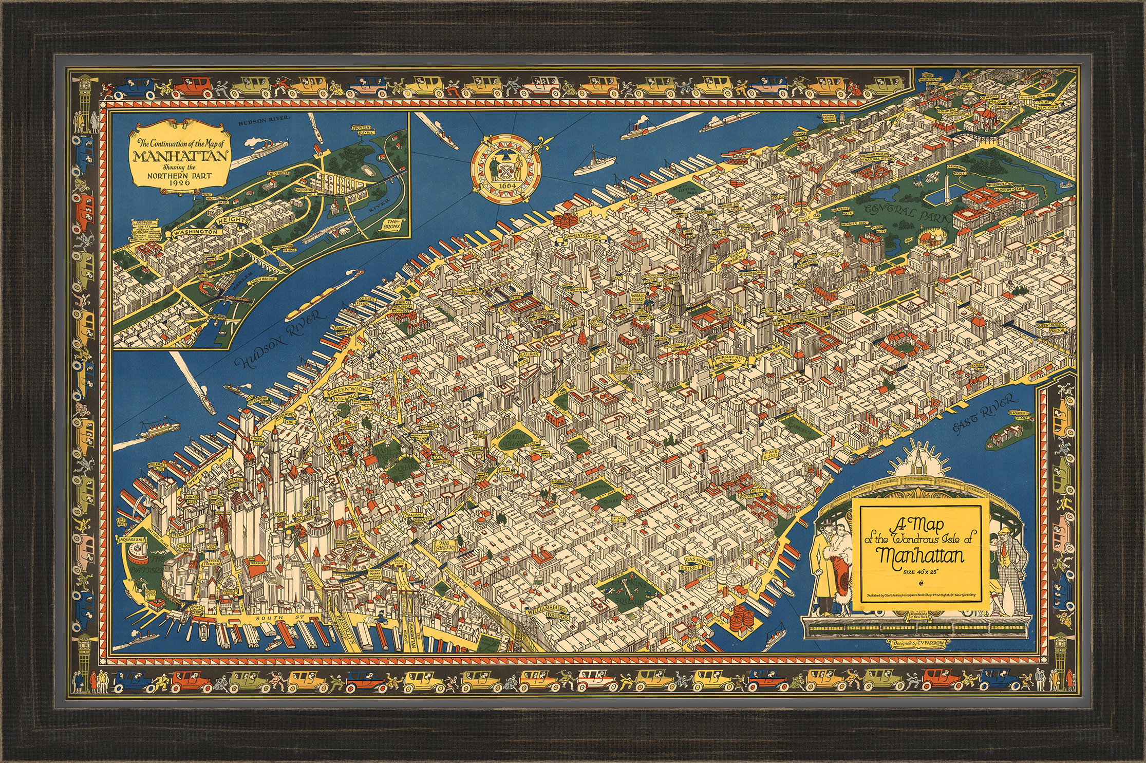 MANHATTAN, New York - 1927 Pictorial Map - Etsy