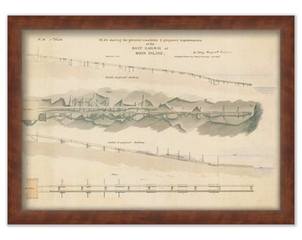 BOON ISLAND Boat RAILWAY,  Maine  - Sketch of Present and Proposed Improvements circa 1855