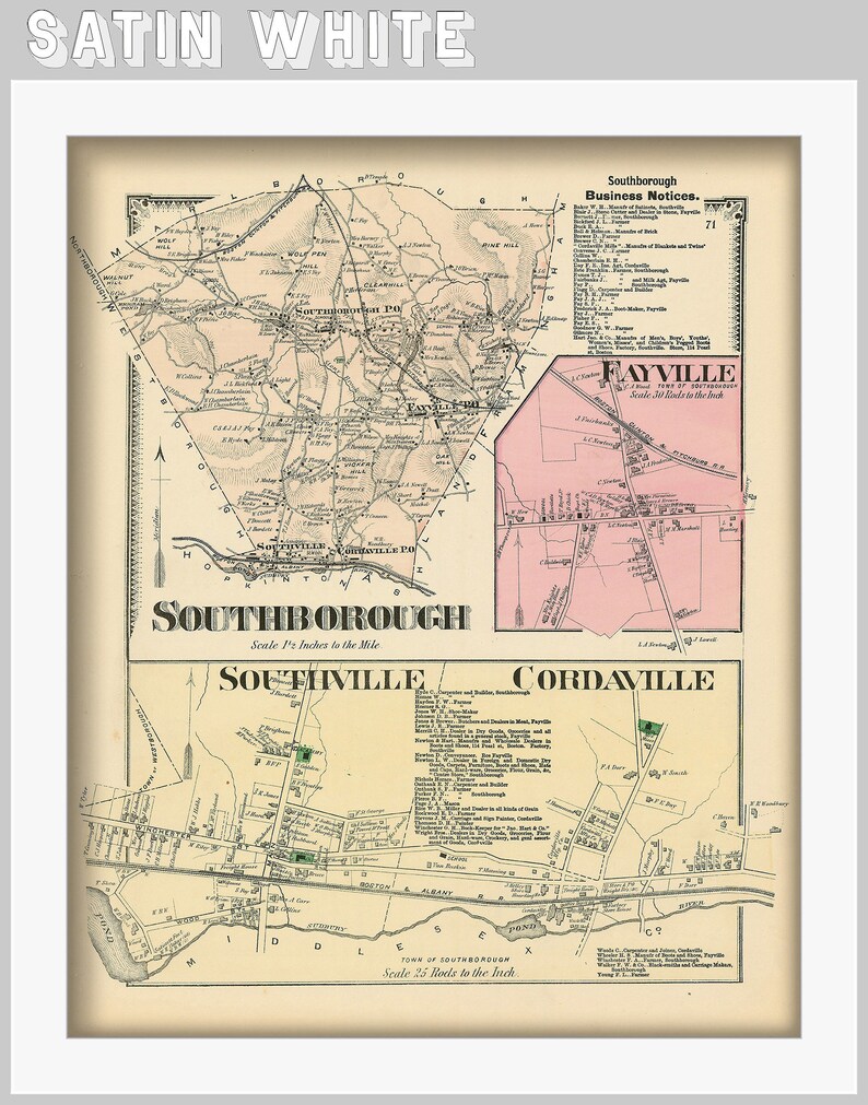 Town of SOUTHBOROUGH Massachusetts 1870 Map Etsy Nederland