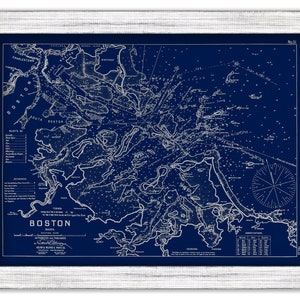 Boston Harbor - Blue Print - Nautical Chart by George W. Eldridge 1901