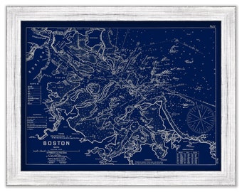 Boston Harbor - Blue Print - Nautical Chart by George W. Eldridge 1901