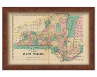 NEW YORK STATE 1873 Map, Replica or Genuine Original