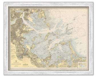 BOSTON HARBOR, Massachusetts - 1944 Nautical Chart