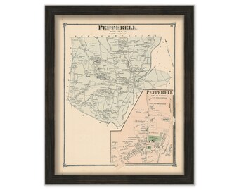 PEPPERELL, Massachusetts 1875 Map - Replica or Genuine ORIGINAL