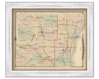 WASHINGTON and OZAUKEE COUNTIES, Wisconsin 1878 Map, Replica or Genuine Original