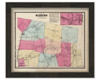 REDDING, Connecticut Map 1867