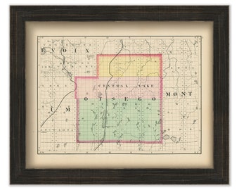 OTSEGO COUNTY, Michigan 1873 Map - Replica or Genuine Original