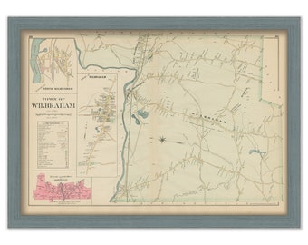 WILBRAHAM, Massachusetts 1894 Map  -  Replica or Genuine ORIGINAL