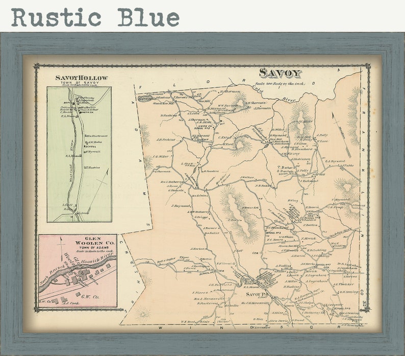 Town of Savoy Massachusetts 1876 MapColored Reproduction Etsy