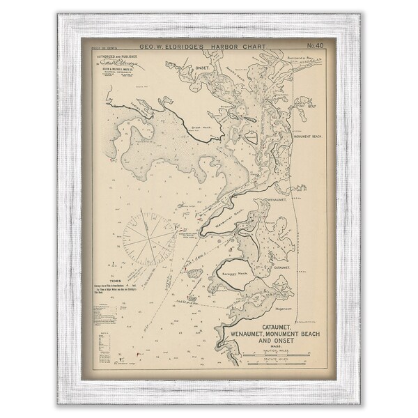 Cataumet, Wenaumet, Monument Beach & Onset, Massachusetts  - Nautical Chart by George W. Eldridge 1901