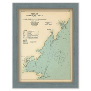 Rockland, Rockport and Camden, Maine 1909 - Nautical Chart by Geo. Eldridge Colored Version