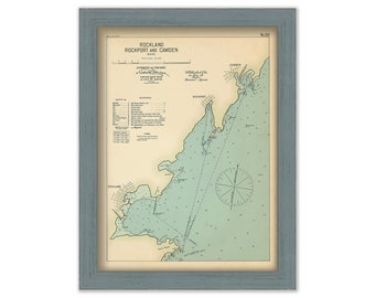 Rockland, Rockport and Camden, Maine 1909 - Nautical Chart by Geo. Eldridge Colored Version