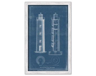 TIBBETTS POINT LIGHTHOUSE, Lake Ontario, New York  -  Blueprint Drawing and Plans of the Lighthouse as it was in 1853.