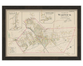 Village of WARWICK, New York 1903 Map - Replica or Genuine Original