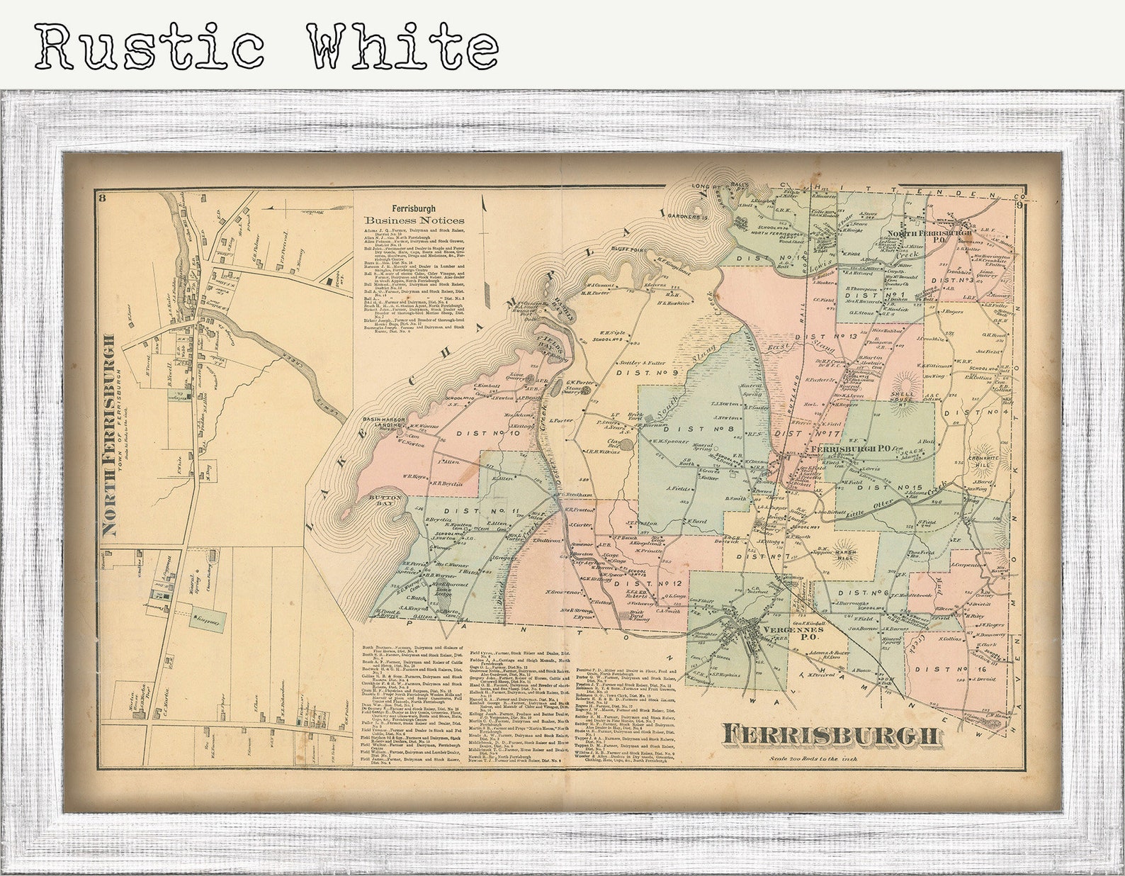 FERRISBURGH Vermont 1871 Map Etsy