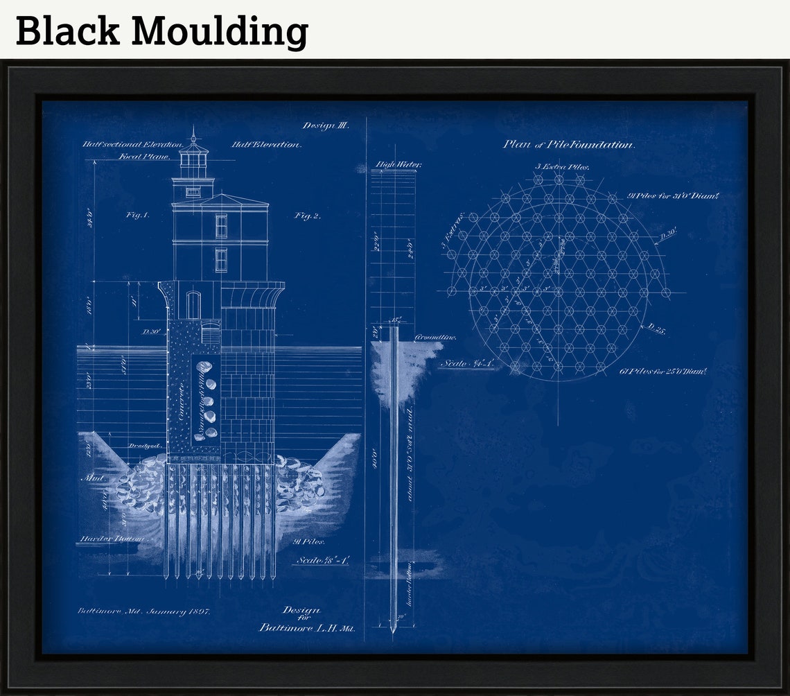 BALTIMORE HARBOR LIGHTHOUSE, Baltimore, Maryland - Blueprint Drawing ...