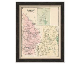 SHIRLEY, Massachusetts 1875 Map - Replica or Genuine ORIGINAL