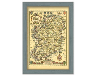 WHIMSICAL MAP of IRELAND  -  Published in 1922