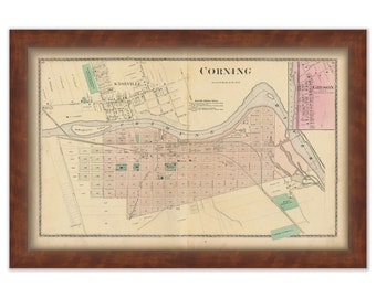 Village of CORNING, New York 1873 Map, Replica or Genuine ORIGINAL