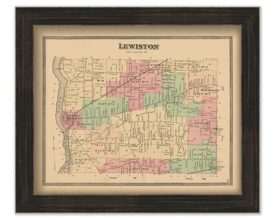 LEWISTON New York 1875 Map Replica or Genuine Original Etsy