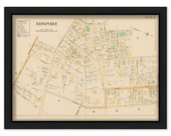 NEWPORT, Rhode Island 1893 Map-Plate M