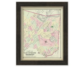 City of NEWTON, CHESTNUT HILL, Massachusetts 1874 Map
