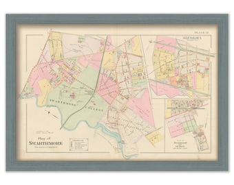 SWARTHMORE COLLEGE, Pennsylvania - 1892 Map