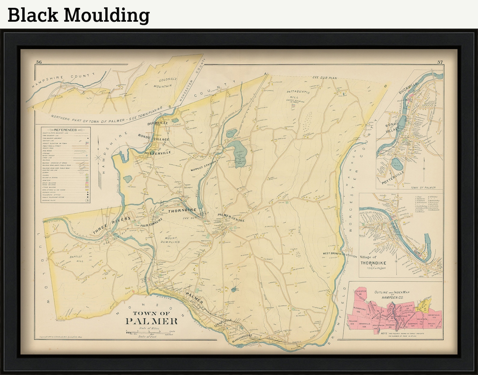 PALMER Massachusetts 1894 Map Replica or Genuine ORIGINAL Etsy