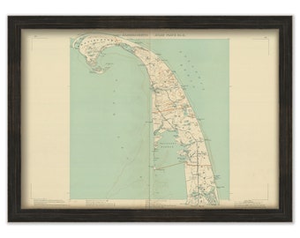 PROVINCETOWN, TRURO and WELLFLEET, Massachusetts and the surrounding area, 1904 Map/Chart - Replica or Genuine Original