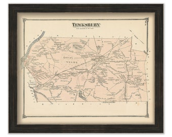 TEWKSBURY, Massachusetts 1875 Map - Replica or Genuine ORIGINAL