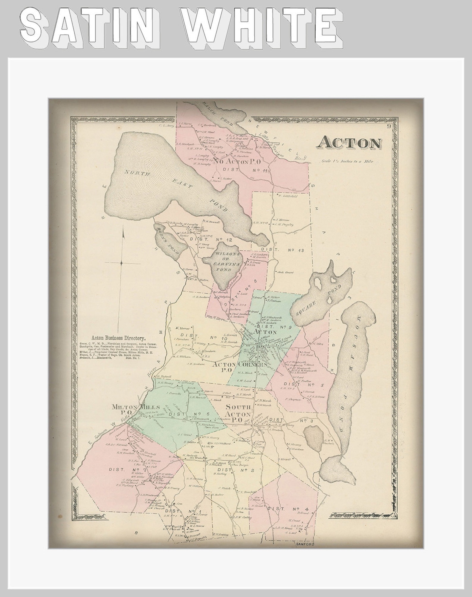 Town of ACTON Maine 1872 Map Etsy