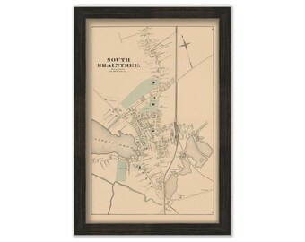 South Braintree, Massachusetts 1876 Map - Replica or GENUINE ORIGINAL