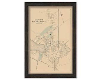 South Braintree, Massachusetts 1876 Map - Replica or GENUINE ORIGINAL