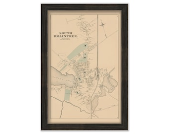 South Braintree, Massachusetts 1876 Map - Replica or GENUINE ORIGINAL