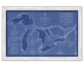 GREAT LAKES - 1916 Nautical Chart Blueprint