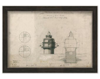 SHIP JOHN SHOAL Lighthouse, Delaware  - Drawing and Plan of the Lighthouse as it was in 1874.